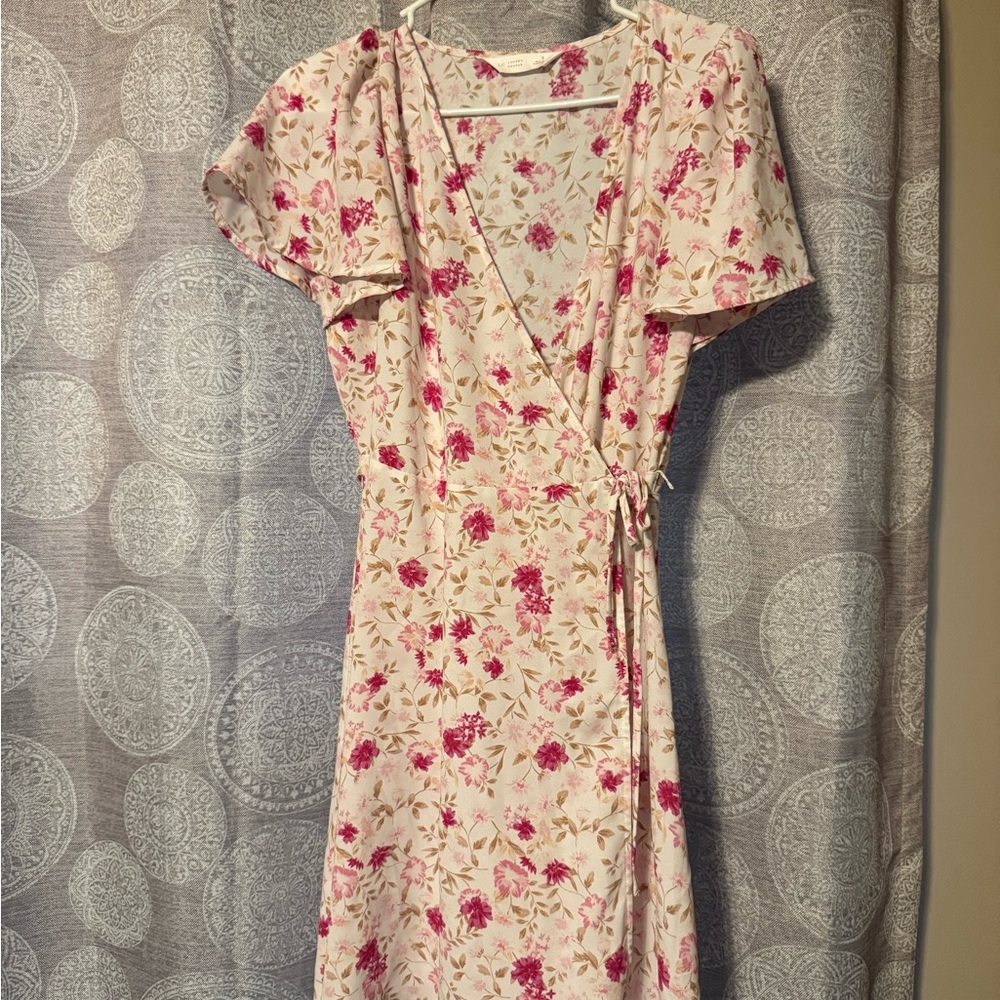LC Lauren Conrad Red and Cream Wrap Sundress